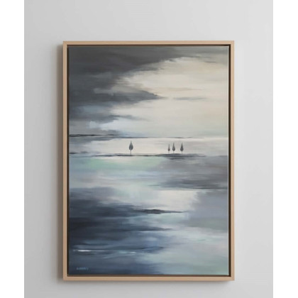 Paulina Lebida - obrazy akryl - Abstrakcyjny pejzaż z drzewami- obraz akrylowy 100/70 cm foto #1