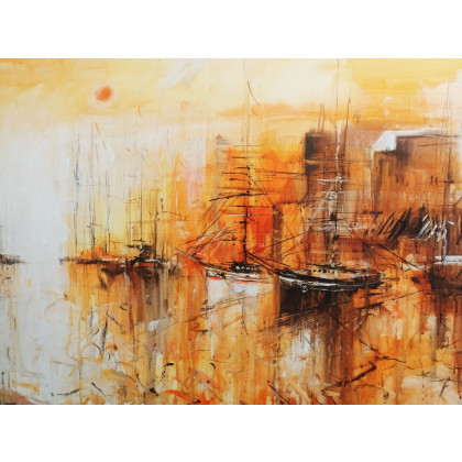 Dariusz Grajek - olej + akryl - Spokojny port foto #1