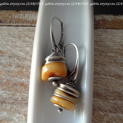 szarotka - kolczyki - MIODOWE kolczyki z bursztynu i srebra foto #2