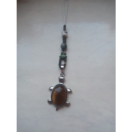 Breloczek do kluczy, torebki z kamieniem tygrysie oko żółw, Monika Wyrostek, zawieszki,breloczki