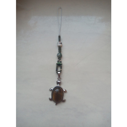 Monika Wyrostek - zawieszki,breloczki - Breloczek do kluczy, torebki z kamieniem tygrysie oko żółw foto #1