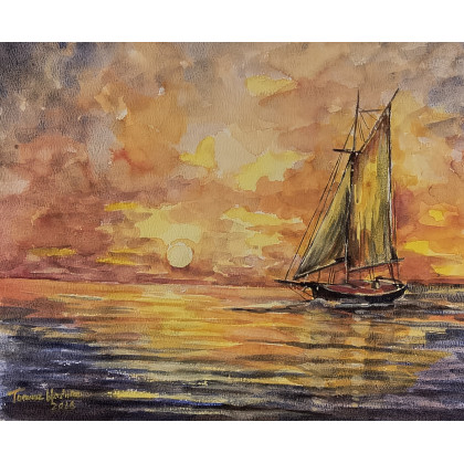 ŻAGLOWIEC, Tomasz Woźniak, obrazy akwarela