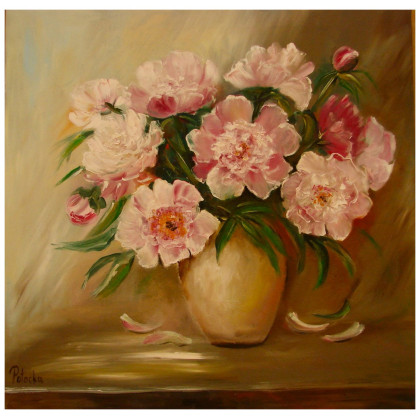 Piwonie obraz olejny 50-50cm, Grażyna Potocka, obrazy olejne