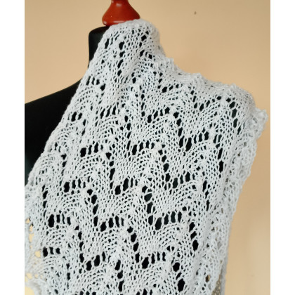 Danuta Zgoł - chusty,apaszki - Biały szal z kaszmirem, na drutach foto #1