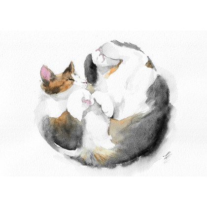 Kot - obraz akwarelowy, Magdalena Malik, obrazy akwarela