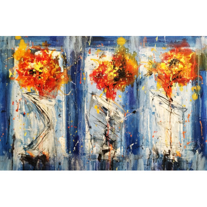 Maki w wazonach..., Dariusz Grajek, olej + akryl