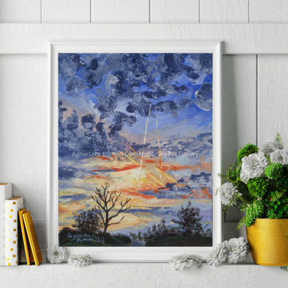 Agnieszka Kumoń - obrazy akryl - Zachód słońca w Elbie foto #1