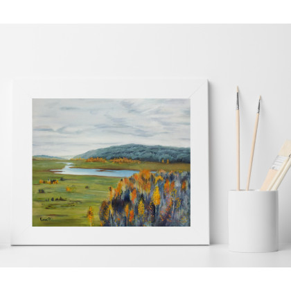 Agnieszka Kumoń - obrazy olejne - Pejzaż jeziora wg I . Lewitana foto #1