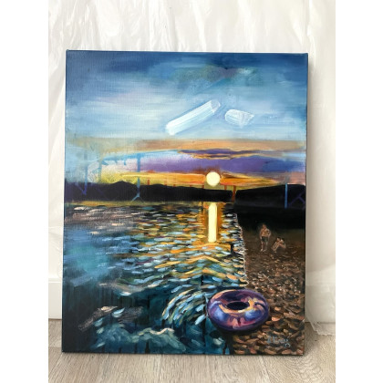 Agnieszka Kumoń - olej + akryl - Zachód słońca nad BerzdorferSee foto #1