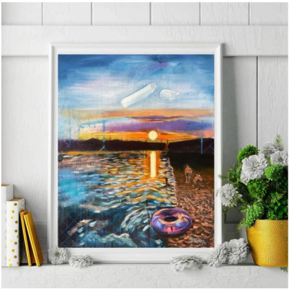 Agnieszka Kumoń - olej + akryl - Zachód słońca nad BerzdorferSee foto #3