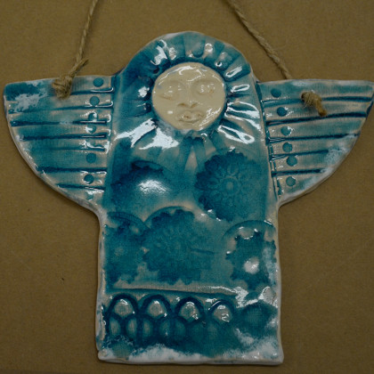Anawa-art - płaskorzeźba - Anioł księżycowy. Ceramiczna płaskorzeźba foto #1