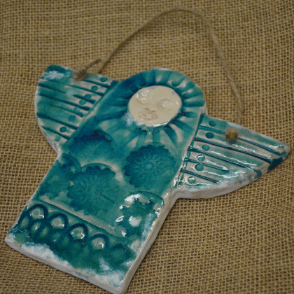 Anawa-art - płaskorzeźba - Anioł księżycowy. Ceramiczna płaskorzeźba foto #2