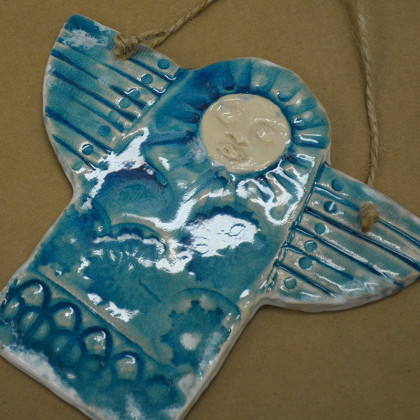 Anawa-art - płaskorzeźba - Anioł księżycowy. Ceramiczna płaskorzeźba foto #3