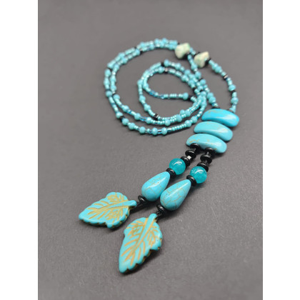 Naszyjnik Turkusowe Liście Howlit Korale, unikatart, korale,naszyjniki