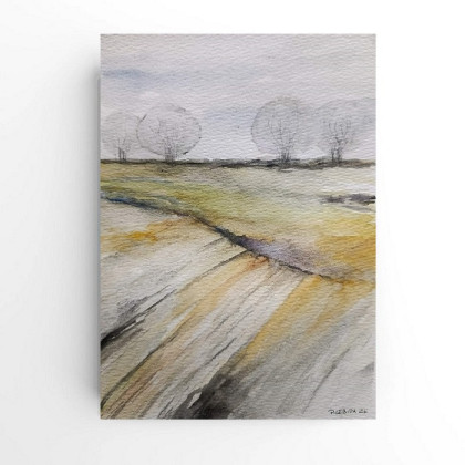 Pejzaż -  akwarela formatu A5, Paulina Lebida, obrazy akwarela