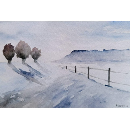 Paulina Lebida - obrazy akwarela - ZIMA -  akwarela formatu A5 foto #1