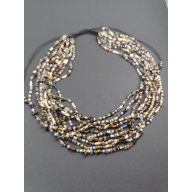 Naszyjnik Mix Korali Drobnych Brązowych Kremowych Z Drobinkami