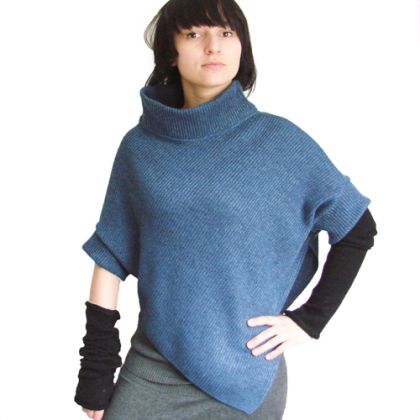 ponczo dżinsowe, halo-pracownia, poncza