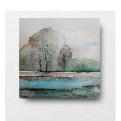 Drzewa - akwarela formatu 15/15 cm, Paulina Lebida, obrazy akwarela