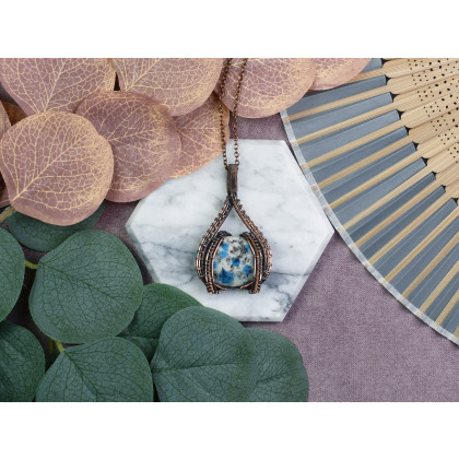 Witchcraft Apparel - wisiory - Miedziany wisiorek wire wrapping z kamieniem K2 #535 foto #2