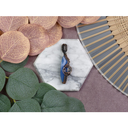 Witchcraft Apparel - wisiory - Miedziany wisiorek wire wrapping z chalcedonem #538 foto #3