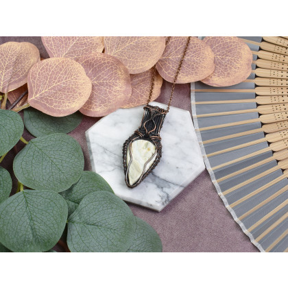 Witchcraft Apparel - wisiory - Miedziany wisiorek wire wrapping z larsonitem #539 foto #2