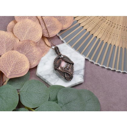 Witchcraft Apparel - wisiory - Miedziany wisiorek wire wrapping z rodonitem #541 foto #1