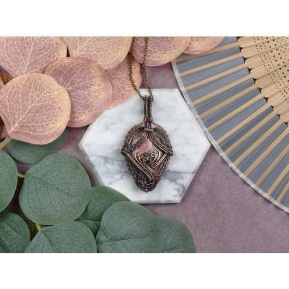 Witchcraft Apparel - wisiory - Miedziany wisiorek wire wrapping z rodonitem #541 foto #2