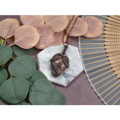 Witchcraft Apparel - wisiory - Miedziany wisiorek wire wrapping z rodonitem #541 foto #3