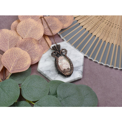 Witchcraft Apparel - wisiory - Miedziany wisiorek wire wrapping z agatem crazy lace #542 foto #2