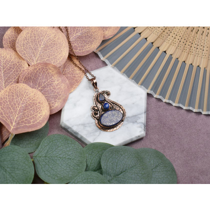 Witchcraft Apparel - wisiory - Miedziany ozdobny wisiorek z lapisem lazuli i tanzanitem #552 foto #2