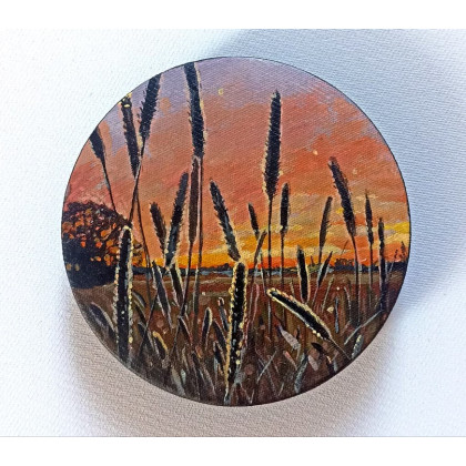 Tymotkowa łąka o zachodzie słońca, Joanna Podolska, obrazy akryl