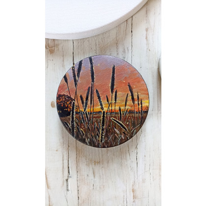 Joanna Podolska - obrazy akryl - Tymotkowa łąka o zachodzie słońca foto #4