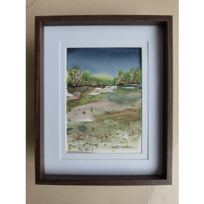 Akwarela Akwarelka Obraz pt: Granatowa Cisza 13,5 x 19 cm, Beata Rudecka, obrazy akwarela