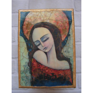 ANIOŁ CIERPLIWOŚCI - OBRAZEK NA PŁÓTNIE W TECHNICE DECOUPAGE