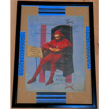 Kolaż pt. Stańczyk  w ramce, Bartłomiej Orszulik, kolaż analogowy