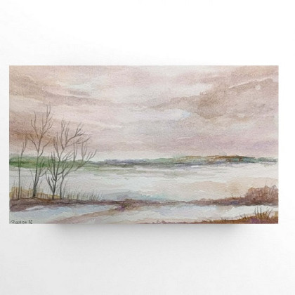 Pejzaż -  akwarela formatu 15/25 cm, Paulina Lebida, obrazy akwarela