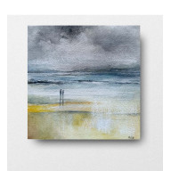 Na plaży-  akwarela formatu 20/20 cm