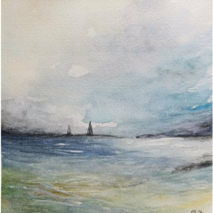 Paulina Lebida - obrazy akwarela - Na morzu-  akwarela formatu 20/20 cm foto #1