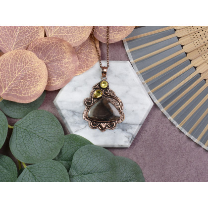 Witchcraft Apparel - wisiory - Miedziany ozdobny wisiorek z jaspisem i cytrynem #568 foto #1