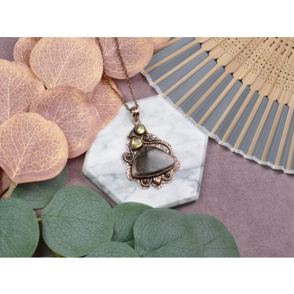 Witchcraft Apparel - wisiory - Miedziany ozdobny wisiorek z jaspisem i cytrynem #568 foto #2