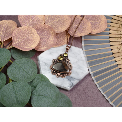 Witchcraft Apparel - wisiory - Miedziany ozdobny wisiorek z jaspisem i cytrynem #568 foto #3