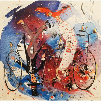 Dariusz Grajek - olej + akryl - Oni i bicykl.... foto #1