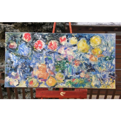 Eryk Maler - obrazy olejne - Kwiaty w słoikach, 120x60 cm, 2018 foto #4