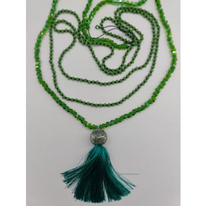unikatart - korale,naszyjniki - Naszyjnik Długi Sznur Trawa i Szmaragdy foto #1