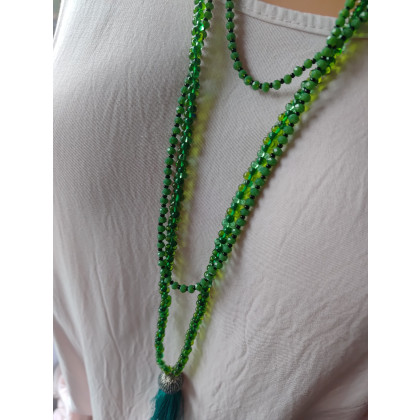 unikatart - korale,naszyjniki - Naszyjnik Długi Sznur Trawa i Szmaragdy foto #2
