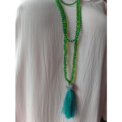 unikatart - korale,naszyjniki - Naszyjnik Długi Sznur Trawa i Szmaragdy foto #3