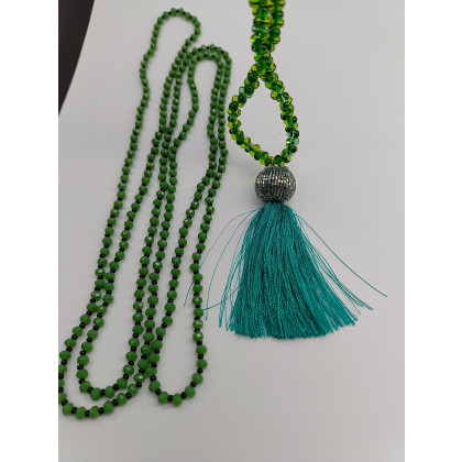 unikatart - korale,naszyjniki - Naszyjnik Długi Sznur Trawa i Szmaragdy foto #4