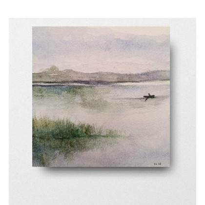 Pejzaż - akwarela 15/15 cm, Paulina Lebida, obrazy akwarela