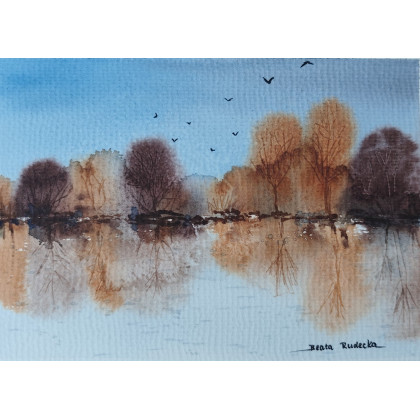 Beata Rudecka - obrazy akwarela - Akwarela Akwarelka Obraz pt: Jesień 13,5 x 19 cm foto #1